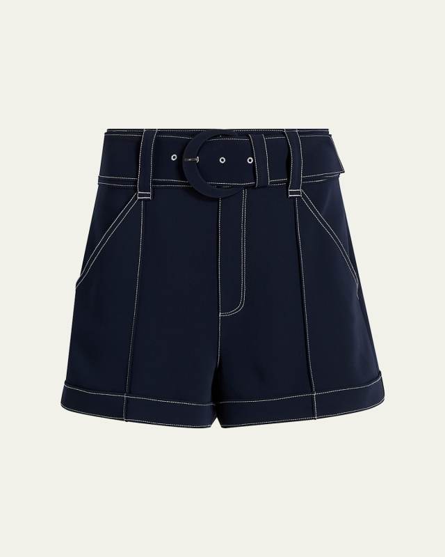 Aldi Belted Topstitch Shorts